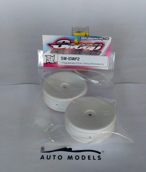 Sweep Racing 1:10 Buggy Wheel White 2.4" (61mm, 12mm Hex) 2Wd Front Wheels Pair