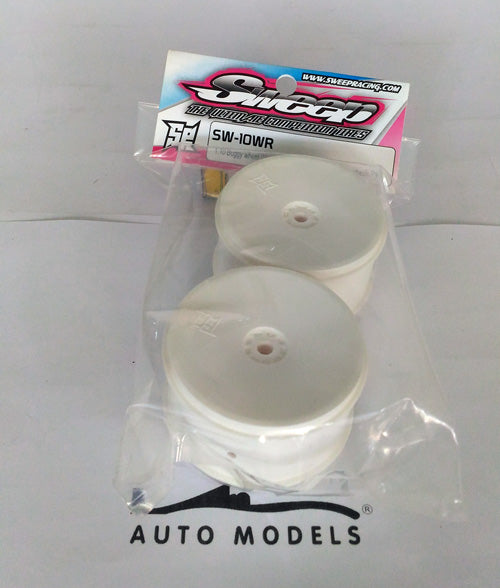 Sweep Racing 1:10 Buggy Wheel White 2.4" (61mm, 12mm Hex) Rear Wheels Pair