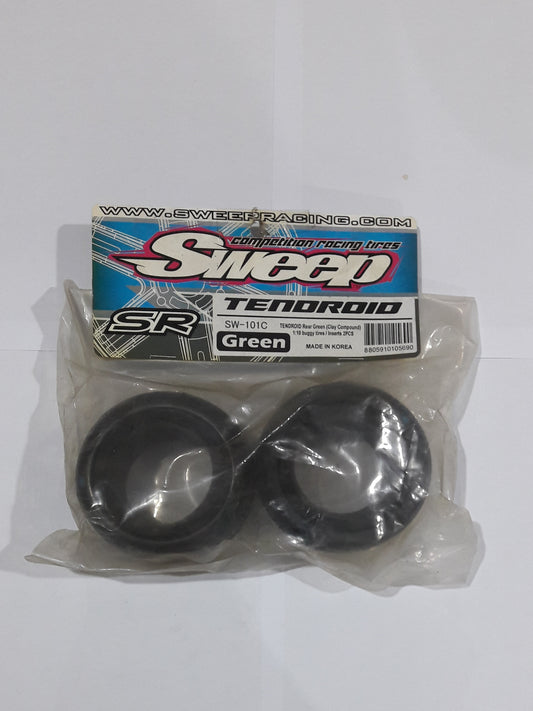 Sweep Racing TENDROID REAR GREEN (Clay) 1/10 Buggy Off Road Tires/Insert 2 pcs