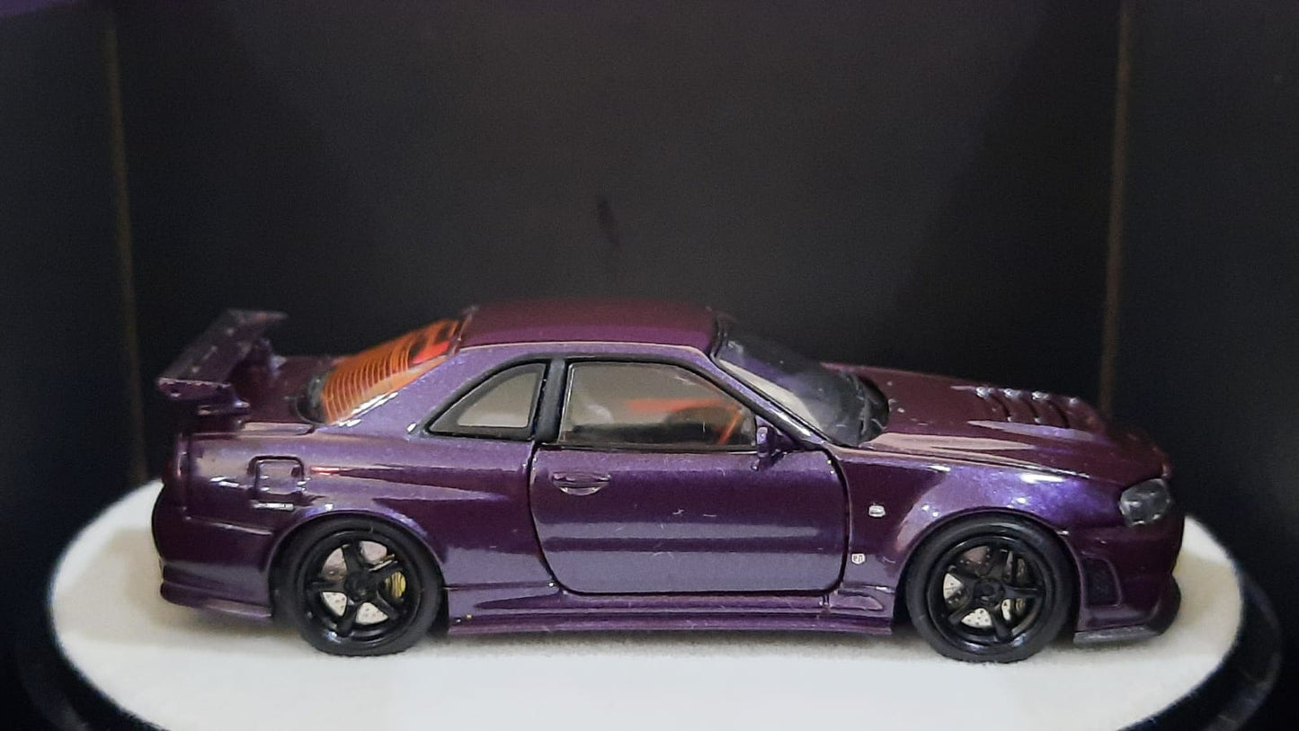 1/64 PGM Nissan R34 Z-Tune Midnight Purple (Luxury Round Stand)