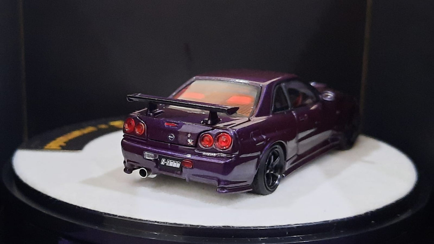 1/64 PGM Nissan R34 Z-Tune Midnight Purple (Luxury Round Stand)