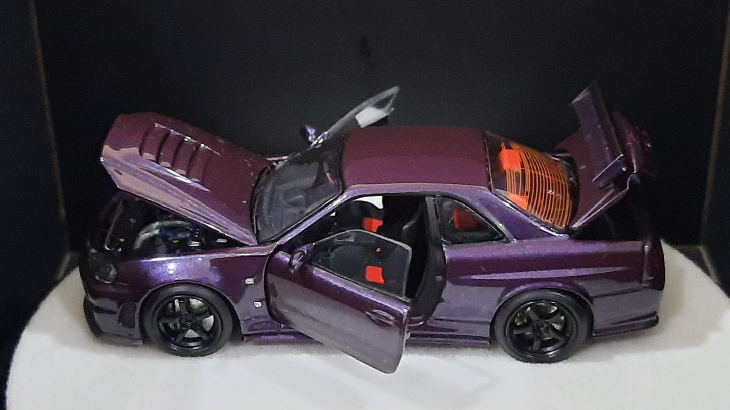 1/64 PGM Nissan R34 Z-Tune Midnight Purple (Luxury Round Stand)