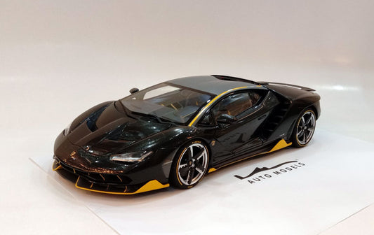 Autoart Lamborghini Centenario Clear Carbon w/Yellow Accents Black Carbon