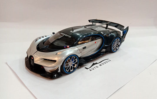 Autoart Bugatti Vision GT Argent Silver/Blue Carbon