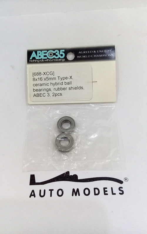 ABEC35 Bearing 8x16x5mm Type-X Ceramic Hybrid Light Grey Rubber Shield