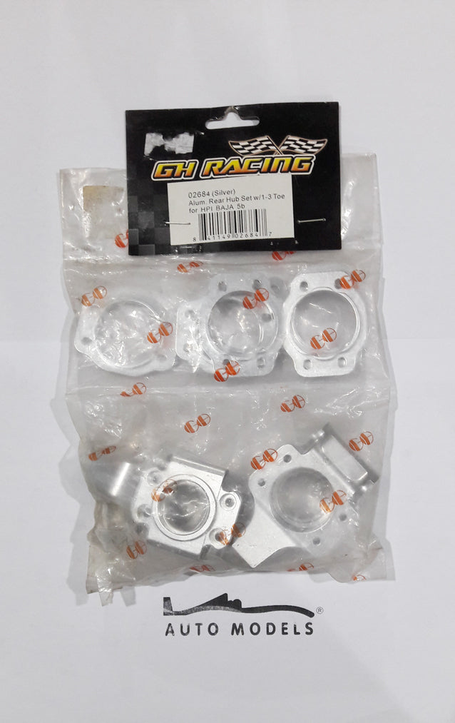 GH Racing Aluminium Rear Hub Set W/1-3 Toe (Silver)