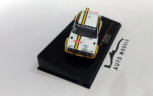 IXO Models Fiat 131 ABART #18 A.PASETTI-G.BARBAN Rally SANREMO 1978 White with Yellow Stripe