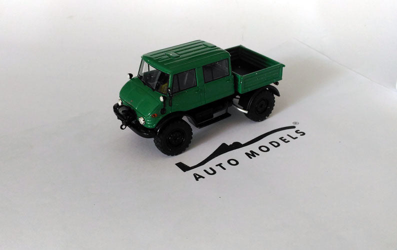 Neo scale Models Mercedes Benz Unimog U416 Truck Doppelkabine Pick-up 1977 Green