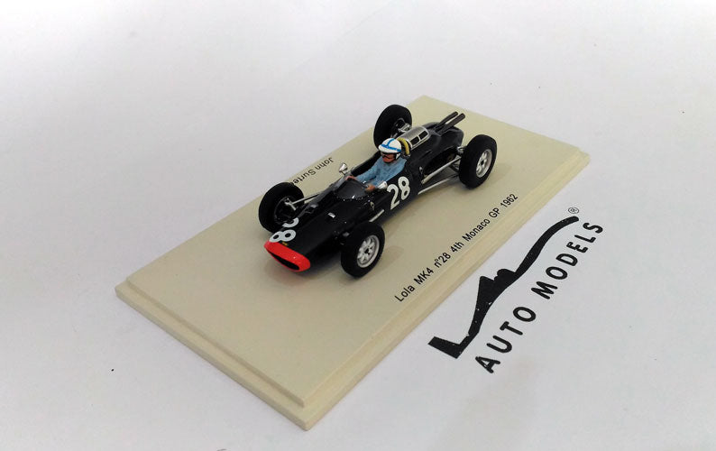 Spark Model Lola F1 MK4 N.28 4th Monaco GP 1962 J. Surtees Blue Metallic