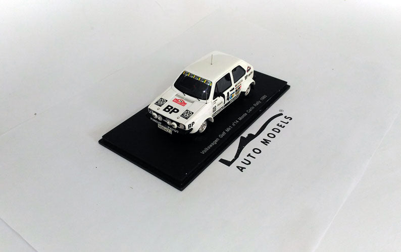 Spark Model Volkswagen Golf MKI (Night Version) N.14 Rally Montecarlo 1980 J.L. Therier - M.Vial White